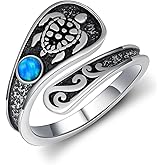 qielizhu Spoon Rings for Women 925 Sterling-Silver Sea Turtle/Hummingbird/Bee/Butterfly Spoon Ring Thumb Rings Animal Jewelry Gifts for Women Men
