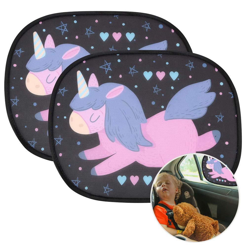 URAQT Kids Baby Car Sun Shade, 2 Pack Window Shades Shield Visor, UV Sun Protection, 44x36CM Fits Most Vehicles
