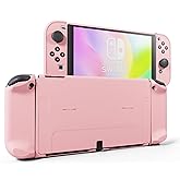 RHOTALL 3 in 1 Protective Pink Case Cover for Nintendo Switch OLED, Dockable Case for Nintendo Switch OLED and Controller with Grip Cover Shock-Absorption and Anti-Scratch Design (Pink)