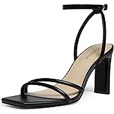 Modatope Womens Sandals Square Open Toe Chunky High Heels Strappy Ankle Strap Sandals Comfort Dress Party Shoes