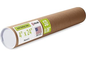 Paclord 4" x 24" Reinforced Kraft Paper Mailing Tube (Pack of 1) with 2 Caps