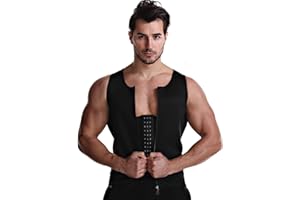 Meichoon Men Shapewear Vest Slimming Body Shaper 3 Rows of Hook & Eye Closure and Outer Zipper for Tummy Control