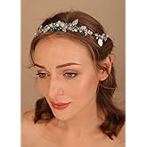 Denifery Bride Wedding Hair Vine Headband Rhinestone Green Crystal Headpieces Blue Bridal Hair Accessories for Women and Girls