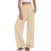 Makepid Women Wide Leg Casual Pants High Waist Palazzo Pants Summer Lounge Trousers with Pockets