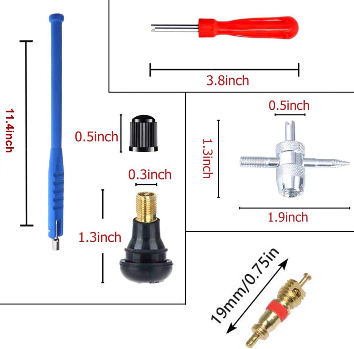 D/&eacute;monte Valve Pneu 4-1 Outil de R/&eacute;paration de Valve de Pneu Valve Core 10pcs TR412 CAILI 23Pcs Demonte Valve Pneu Outil Valve Core Remover pour Voiture Remplacement Tire Repair Kit