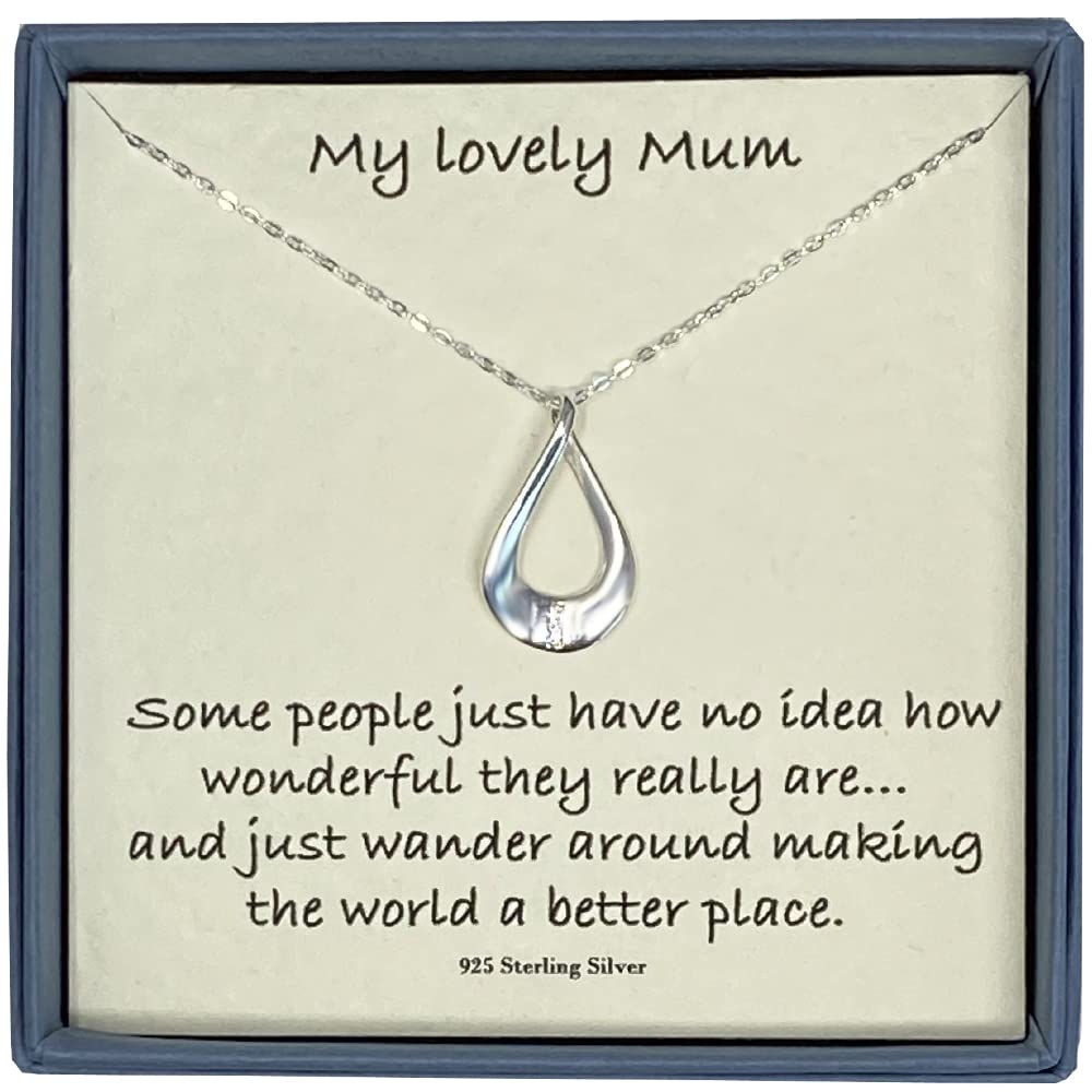 Strictly Gifts Gift for Mum Silver Pendant Necklace Card Message of thanks and appreciation