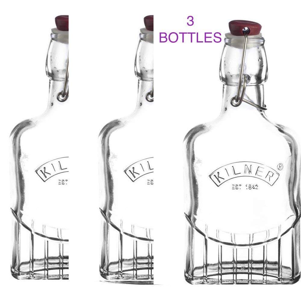3 x Kilner Sloe Gin Clip Top Bottles 275ml Kilner Preservation Bottles , Decanting Bottles