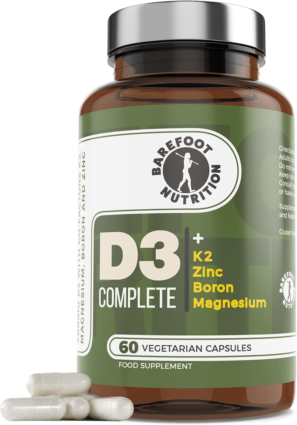 Barefoot Nutrition Vitamin D3 Complete 4000 IU with K2 MK-7, Mg, Zinc 60