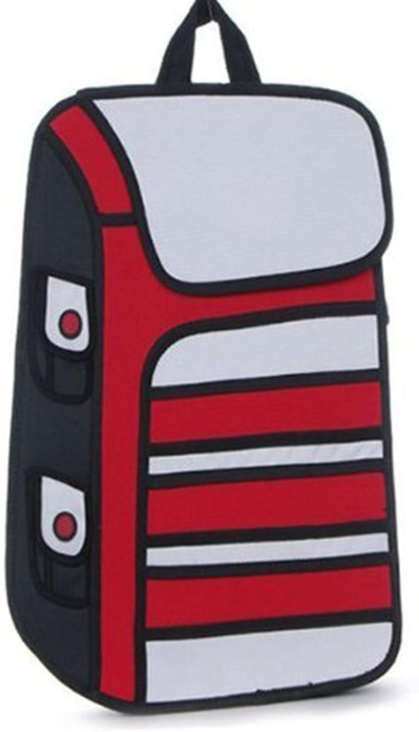 3d イラストみたいなバッグ 2d 2次元 かばん旅行 通勤 通学 おもしろい 2d 漫画バック 可愛い スクールバッグ 大容量 バックパック Red 2 鵬ナイジェリア ショルダーバッグ Amazon