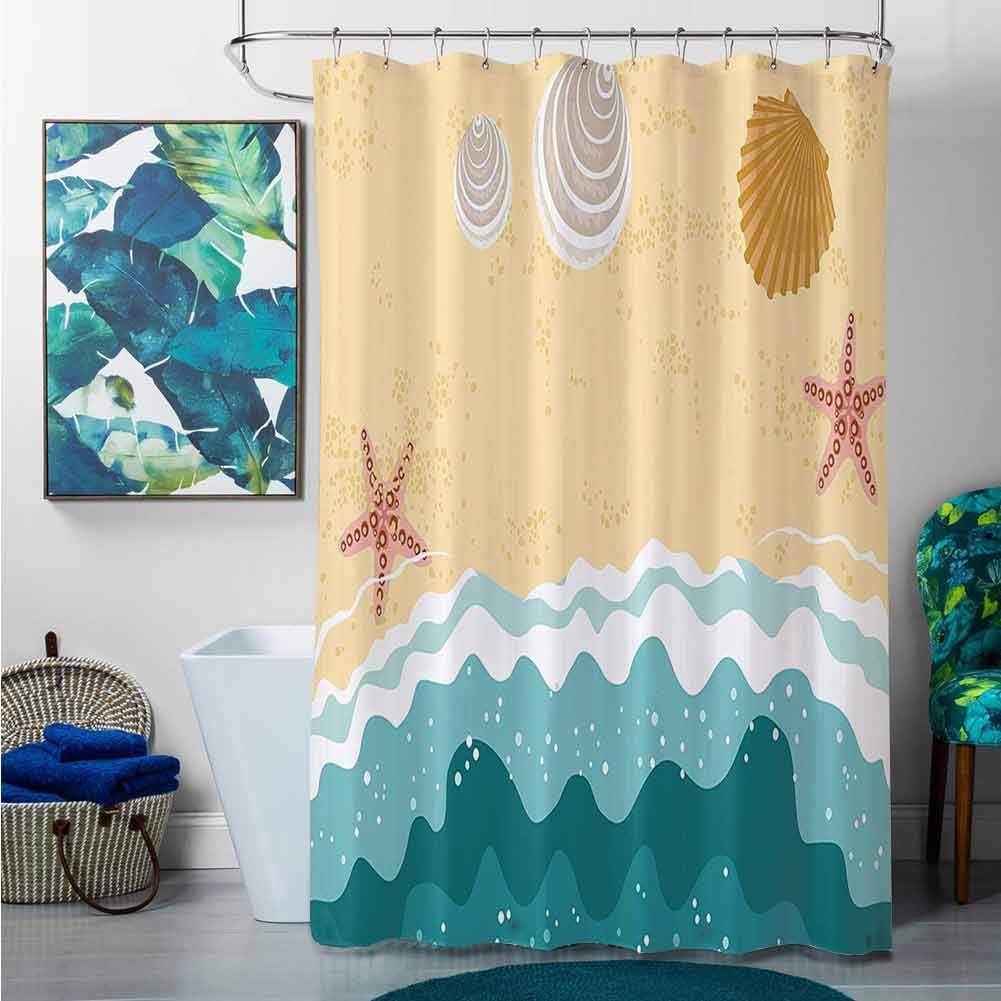 Homecoco - Cortinas de ducha largas de océano, olas de mar, playa de