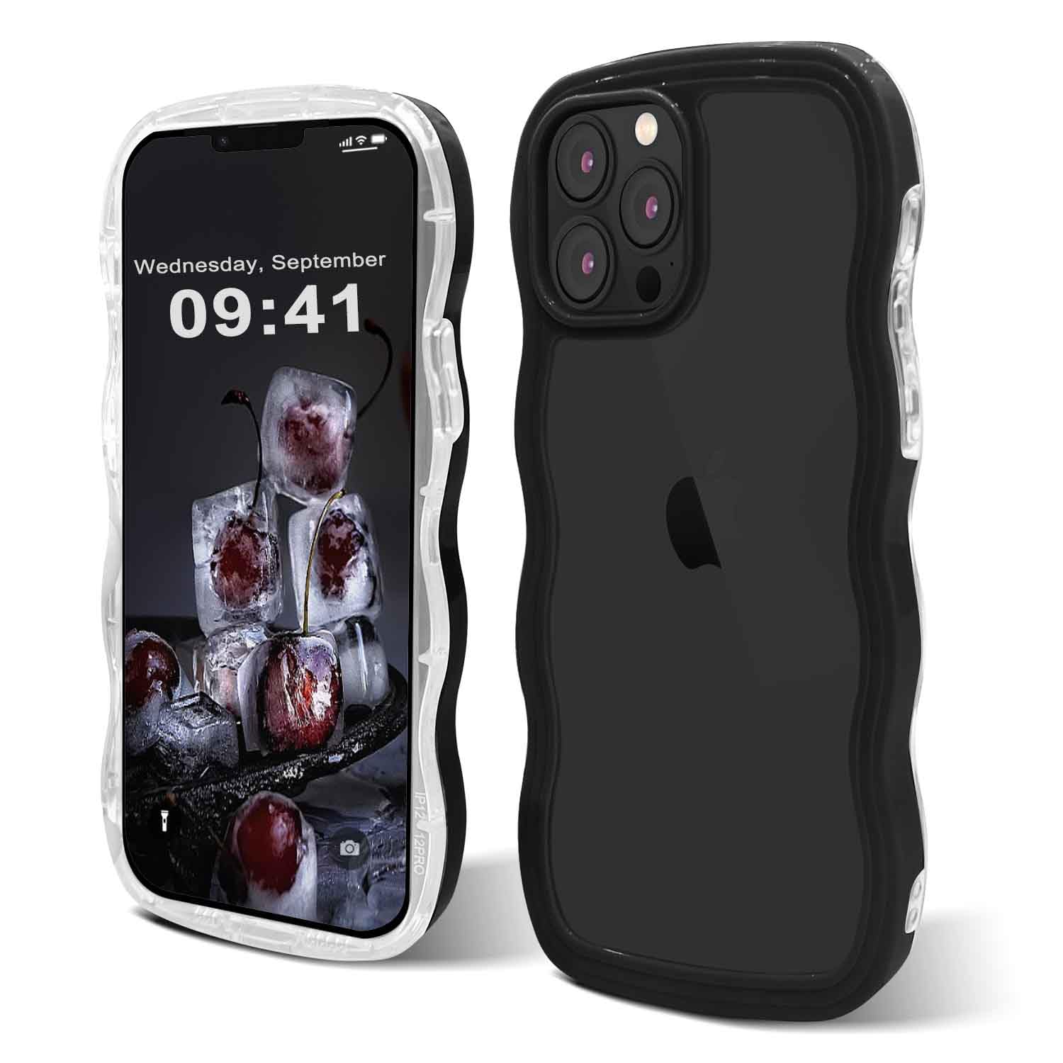 ORDA Cute Wave Frame Curly iPhone 11 Pro Max Case - Shockproof, Hard PC, 6.5 inches, Black