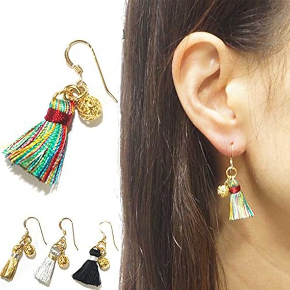 Amazon タッセルピアス レディースピアス オリジナルミニタッセルピアス ノンアレルギー K14 ゴールド タッセルボヘミアンピアス シンプル 揺れる 人気 シルバー ピアス 通販
