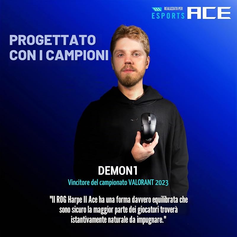 ROG HARPE II ACE, Mouse da Gaming Senza Fili, Nero