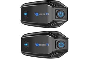 TNICER Motorcycle Bluetooth Headset, T5 Helmet Bluetooth Headset 500m 2-Way Motorcycle Bluetooth Communication System, Music Sharing & Universal Pairing(2 Pack)