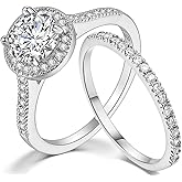 Jude Jewelers Silver Rose Gold 1.0 Carat Wedding Engaement Eternity Bridal Solitaire Ring Set