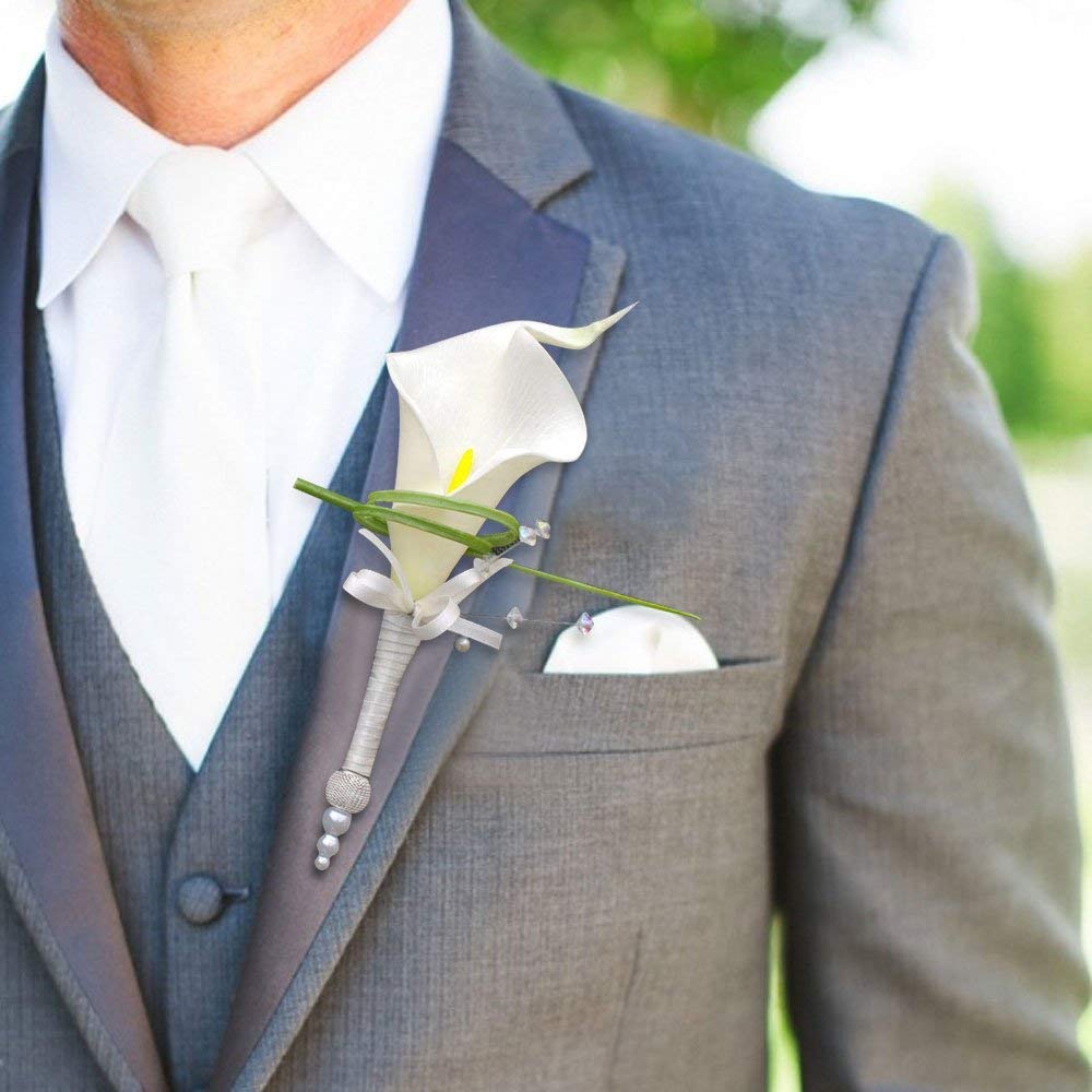 LATIT Artificial Flower,Real Touch Flowers,7 Pcs White Calla Lily, Latex Flowers for Bridal Bouquets,Wedding Centerpieces, Home Decorations, Boutonnieres, Corsage