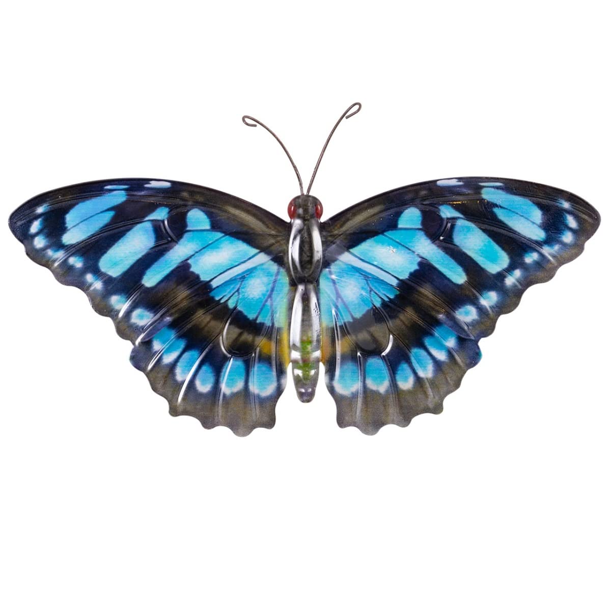 CIM Metal Wall Decoration - Butterfly Blue Tiger Butterfly - 35 cm x 20 cm - Animal 3D Wall Pictures - Wall Decoration Including Practical Wall Mounting - Vivid Wall Sculpture