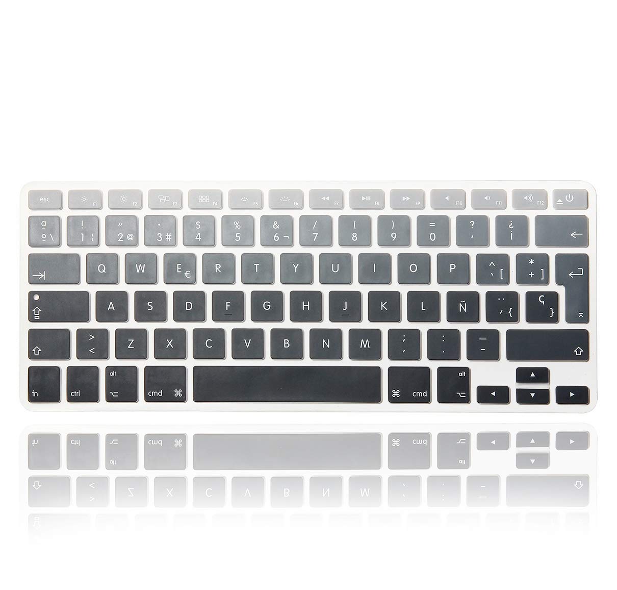 XHLWZR EU/UK Spanish Language ESP Silicone Keyboard Cover Skin for MacBook Pro 13" 15" 17"(2015 or Older Version),for MacBook Air 13" A1369/A1466,European Layout Protective Skin,Gradient Gray
