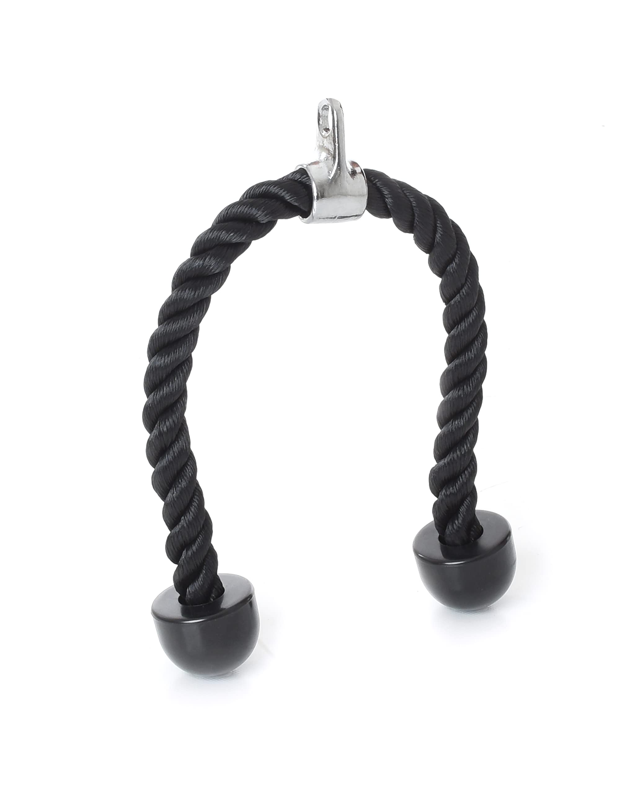Triceps Rope Twisted Pull Down Rope with Non-Slip Handles - Biceps, Triceps, Cable Attachment - Black