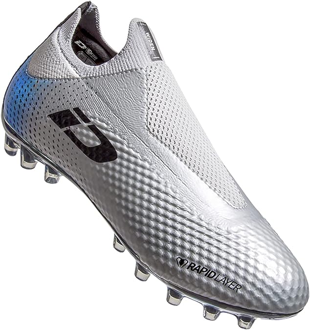 Football Shoes Indoor Training Laceless Boots for Men Silver: Amazon.co.uk: Shoes & Bags