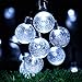 Globe Battery Operated String Lights with Timer - 30 LED 17.5ft Crystal Ball Decor Lighting for Outdoor Indoor Garden Patio Yard Fence House Wedding Xmas Wreath Christmas Tree Decorations - White
