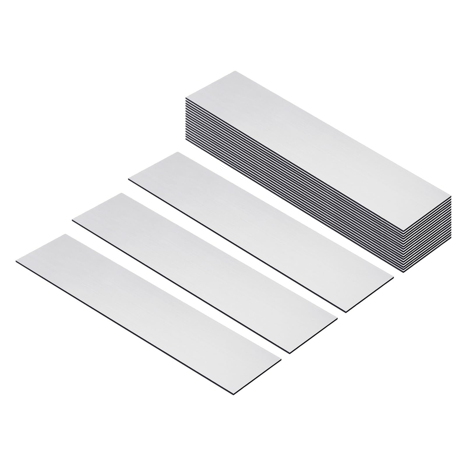 PATIKIL 8"x2" Blank Name Plates, 20 Pack Custom Engraved Name Plate Rectangle Laser Engraving Blanks for Personalized Nameplates Office Desk DIY Painting Supplies, Silver, Black