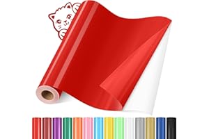 YAFLC Red Permanent Vinyl, Permanent Vinyl for All Cutting Machine, 12"x12ft Self Adhesive Vinyl Roll Stickers for Car Decal, Decorations, DIY Mugs