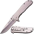 Tac-Force- Folding Pocket Knife – Mirror Polished Stainless Steel Drop Point Blade and Handle, Pocket Clip, Tactical, EDC, Rescue - TF-861C