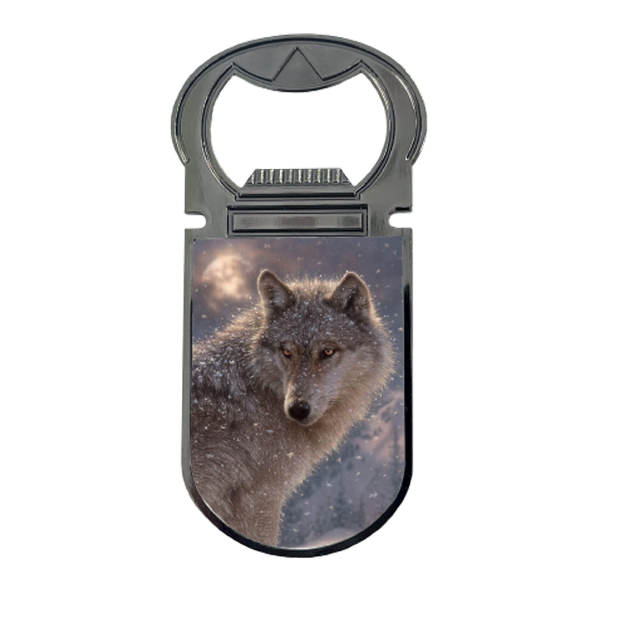 3D LiveLife Bottle Openers - Lone Wolf from Deluxebase. Wolf Magnetic Drink Opener with Lenticular 3D Image. Fridge Magnet Gifts for Kitchen and Bar Accessories.
