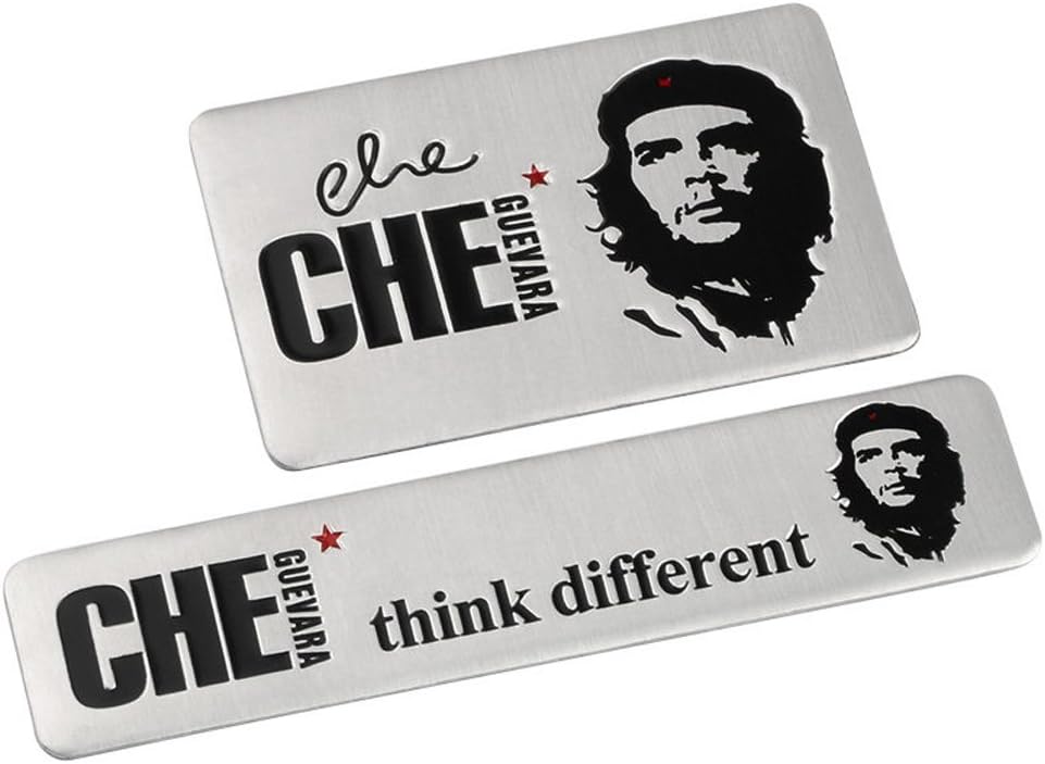 VDARK Sticker Che Guevara Plate Sticker Metal Sticker Cool 3D Aluminium Car Sticker Label Emblem Automobile Bicycle Bike Suitcase All-Purpose Decoration Pack of 2