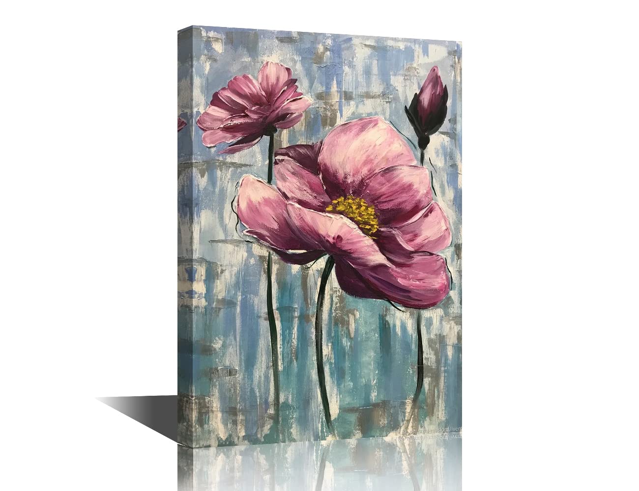 TISHIRON Canvas Wall art Flowers Petals Oil Painting Prints,Abstract Style Painting Flower Wall Art Artwork for Bathroom Bedroom Living Room Home Decoration Framed Ready to Hang 16x24 in — image 1