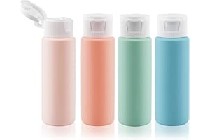 Wowang Travel Bottles for Toiletries 1.7oz/50ml 4 Pack TSA Approved Squeeze Bottles Leak Proof Travel Size Containers for Shampoo Lotion