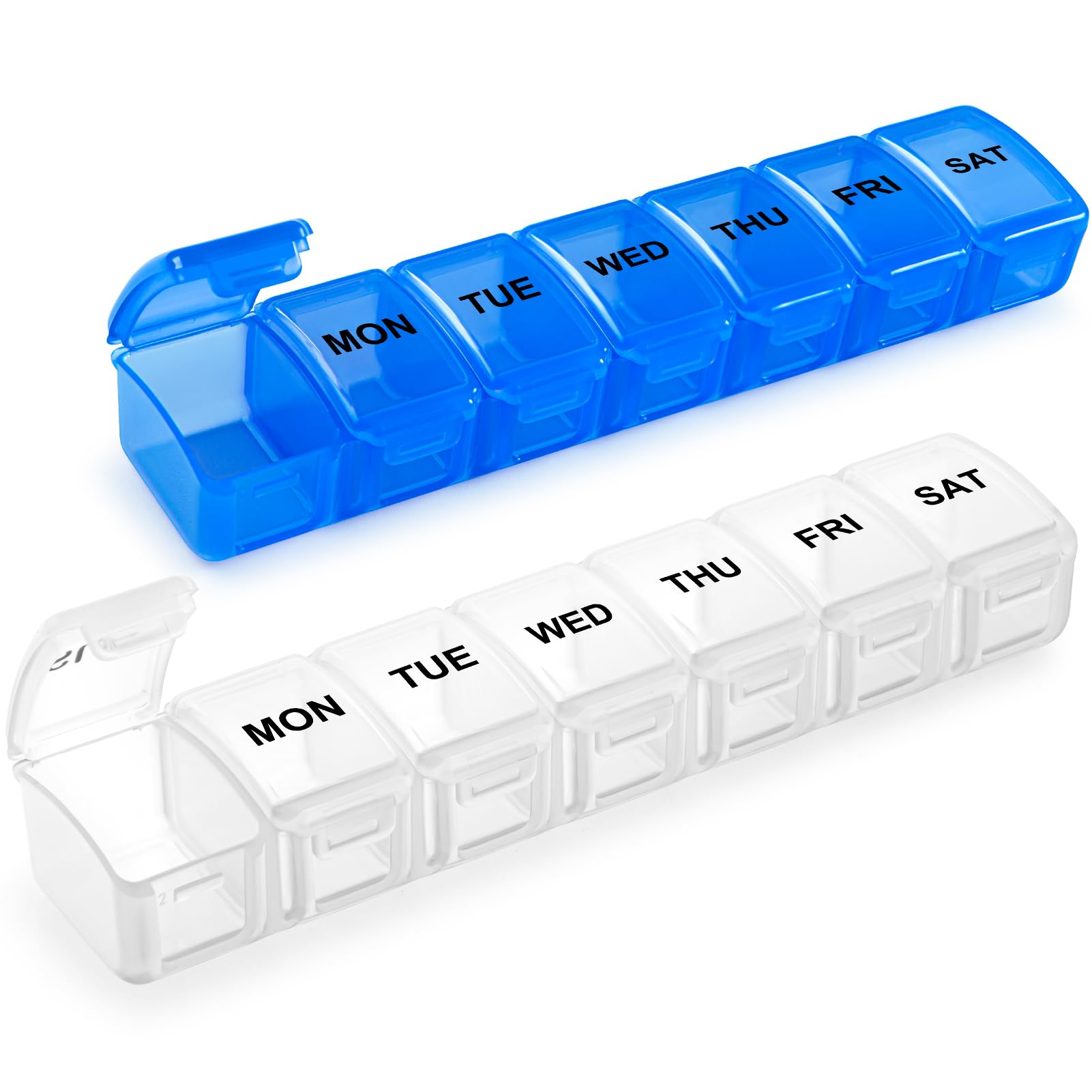 Photo 1 of Aigret Future Small Pill Organizer 2 Times a Day, 2 Pack 7 Day Pill Box 1 Time a Day, Travel Friendly Day Night Vitamin Organizer, Weekly Pill Case Container