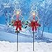 Outdoor Solar Christmas Decorations, LED Candle, Snowman and Floral Accents Garden Stakes, Set of 2