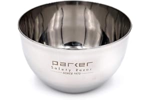 PARKER SAFETY RAZOR Parker Deluxe Unbreakable Stainless Steel Shaving Bowl – for use with your favorite Shave Soap or Lathering Shaving Cream