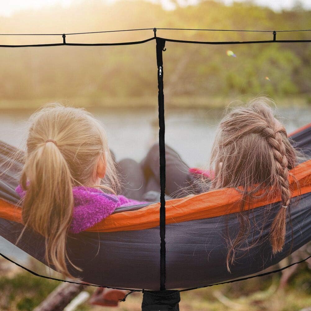 Alucky Hammock Net Camping Mosquito Net, No See Ums & Repels Insect, Polyester Netting for 360 Degree Protection, Double Sided Zipper for Easy Access Fits for All Camping Hammocks（Black: Sports & Outdoors