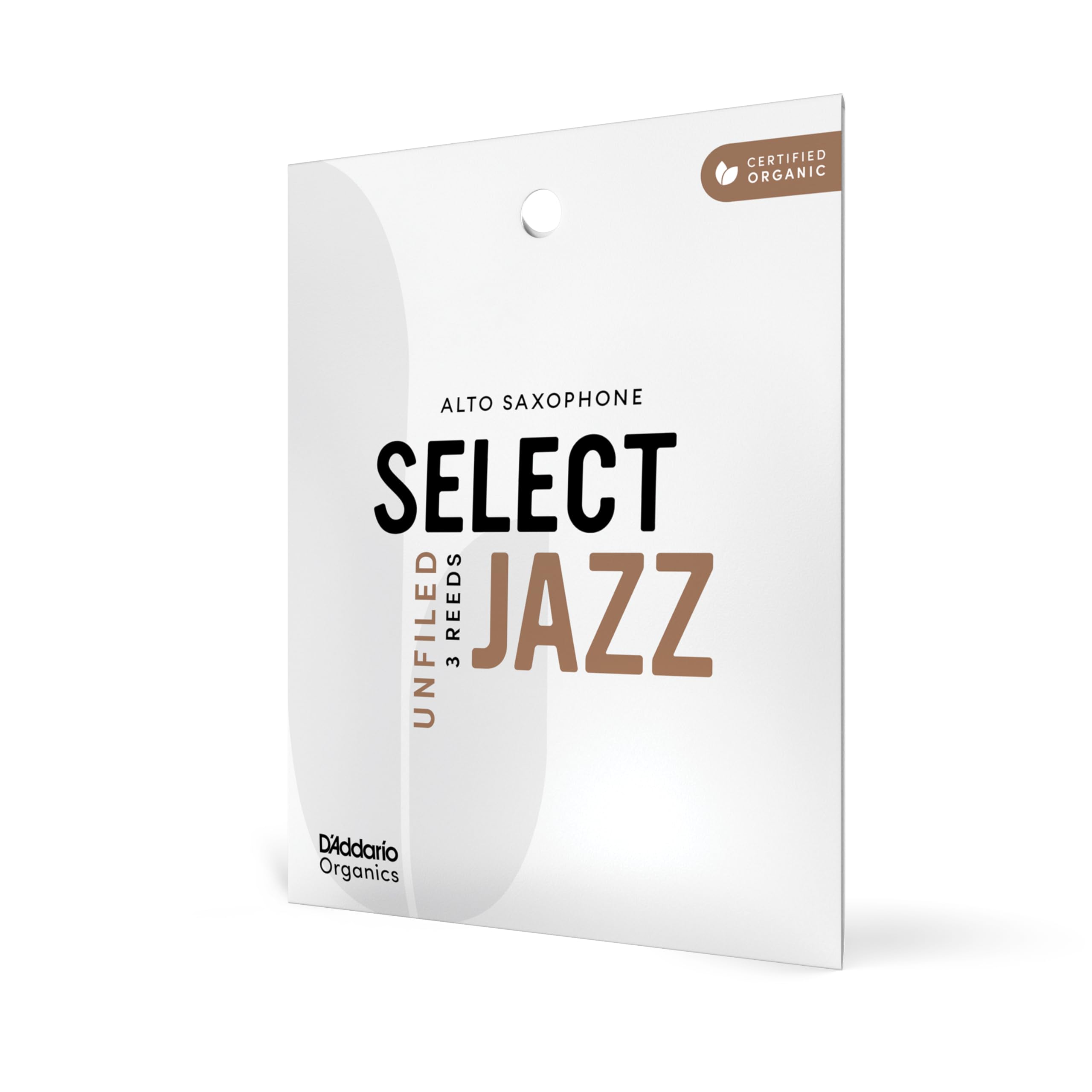 D'Addario Organic Select Jazz Unfiled Alto Saxophone Reeds - Sax Reeds - Individually Sealed - 2 Soft, 3 Pack