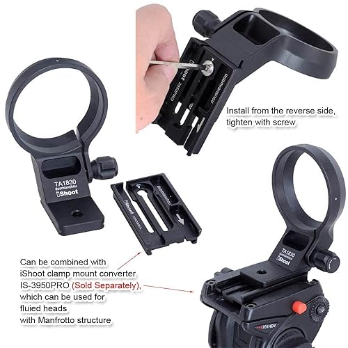 IShoot Tripod Mount Ring Lens Collar Compatible With Tamron 18-300mm F/3.5-6.3 Di III-A VC VXD B061(X/E Mount), Lens Support Holder Bracket Bottom Is Arca-Swiss Fit Quick Release Plate - View #3