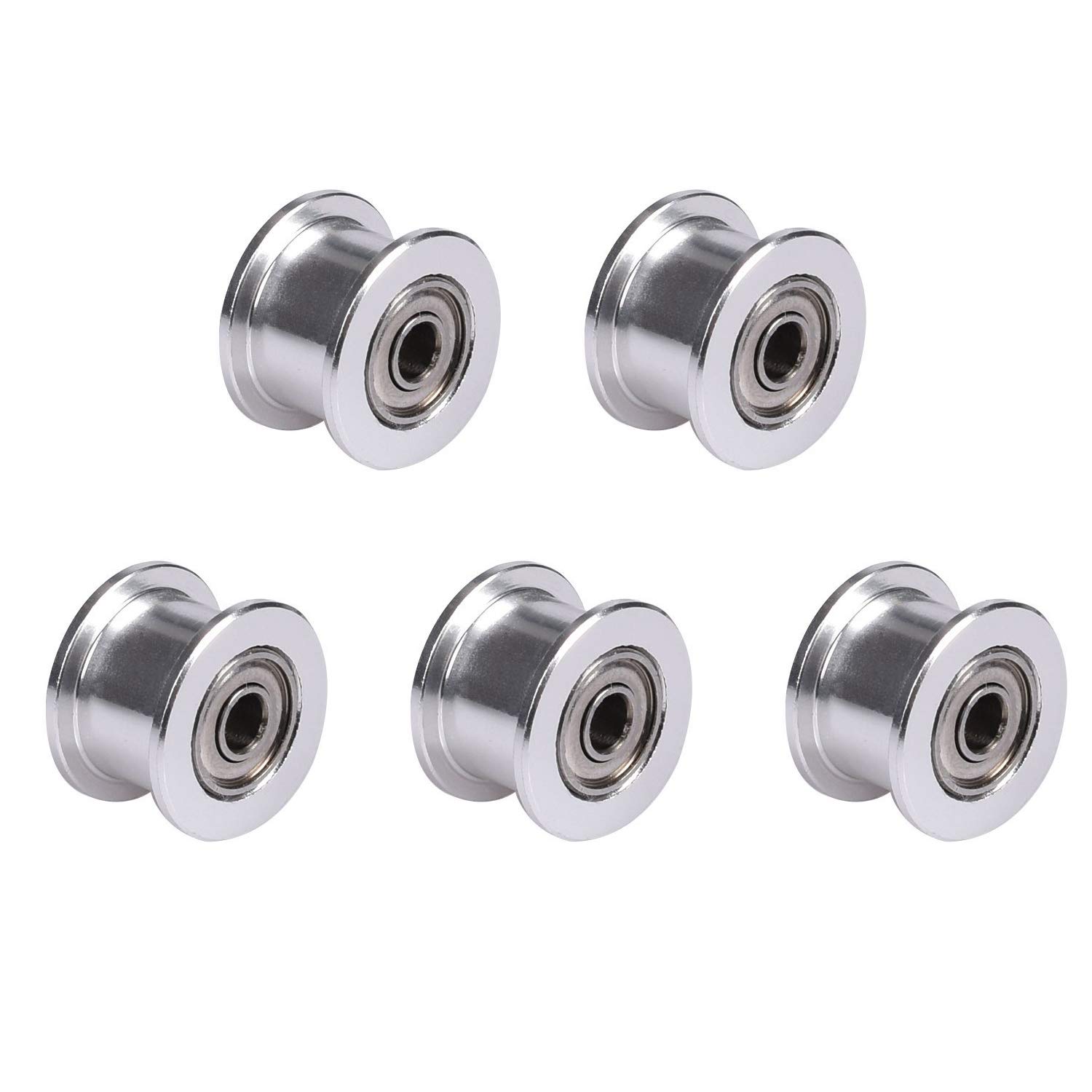 WINSINN GT2 Idler Pulley 16 Toothless 3mm Bore 6mm width Timing Pulley Wheel Aluminum For 3D Printer (Pack of 5Pcs)