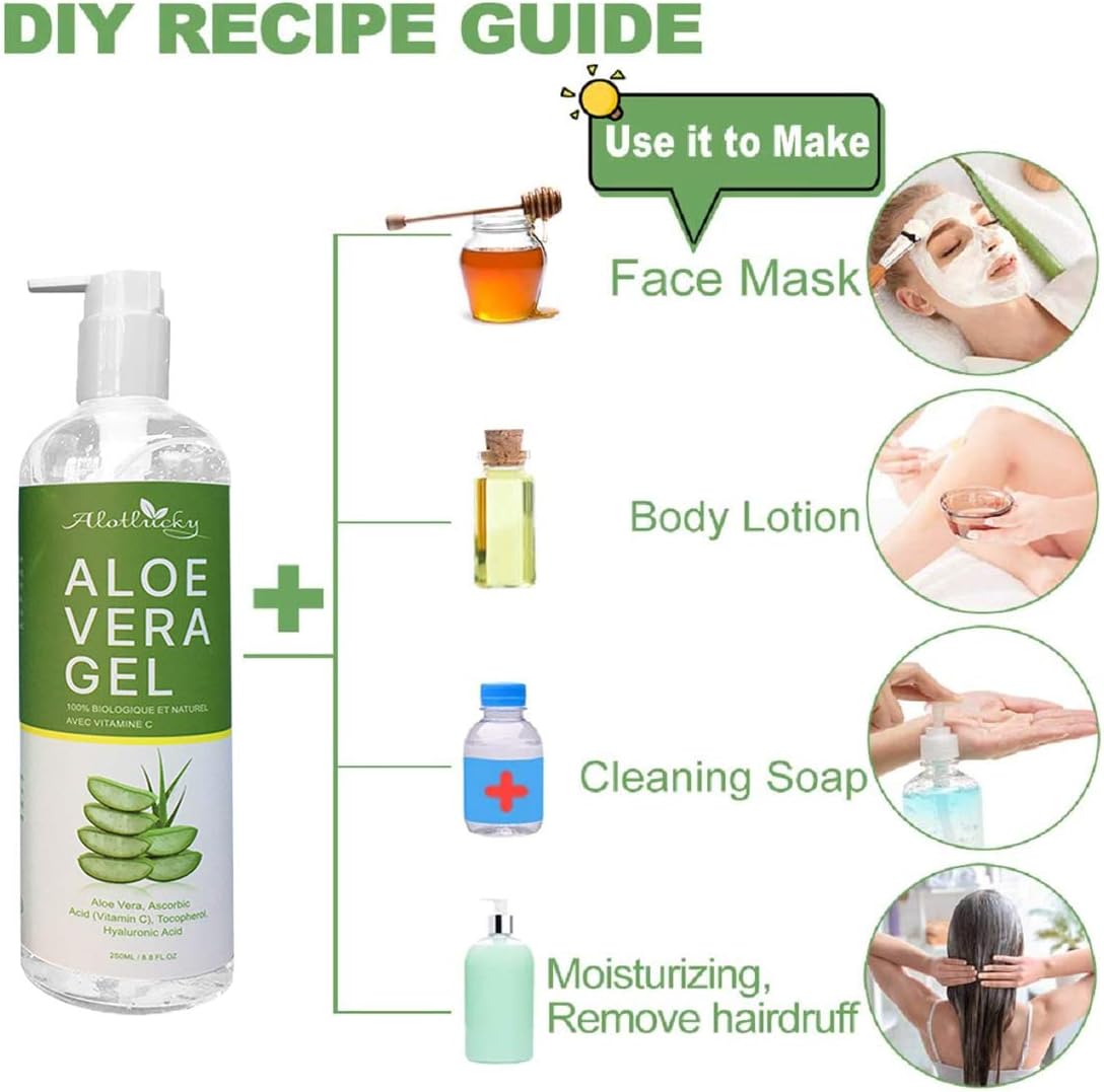Alotlucky Aloe Vera Moisturizing Gel, Hydrating Skin Soothing Gel Aloe