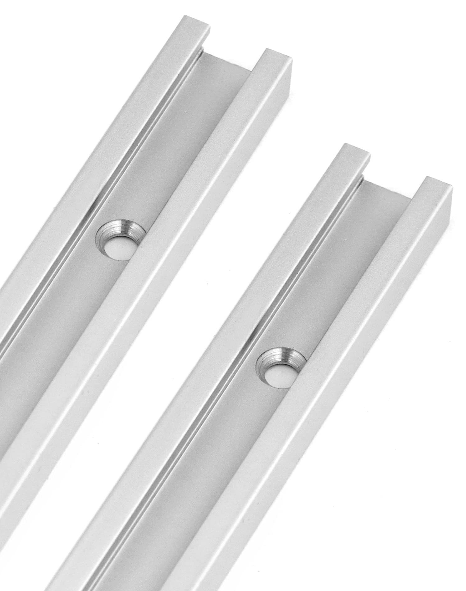 QWORK® 2 Pack T Track Rail Aluminium Extrusion, 24" 600mm, Double Cut Design, for T-bolts, Clamps, Sliding Blocks