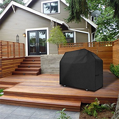 Grill Cover, 64 Inches Black Heavy Duty Weather Resistant Waterproof Outdoor Barbecue Gas Grill Covers BBQ Grill Cover with Storage Bag for Weber Holland Jenn Air Char Broil Brinkmann and Most Brands