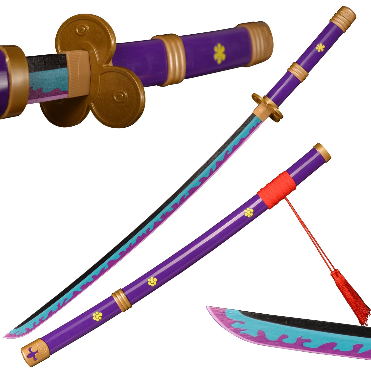 Roronoa Zoro Wooden Katana, Purple Anime Cosplay Sword - 100 cm