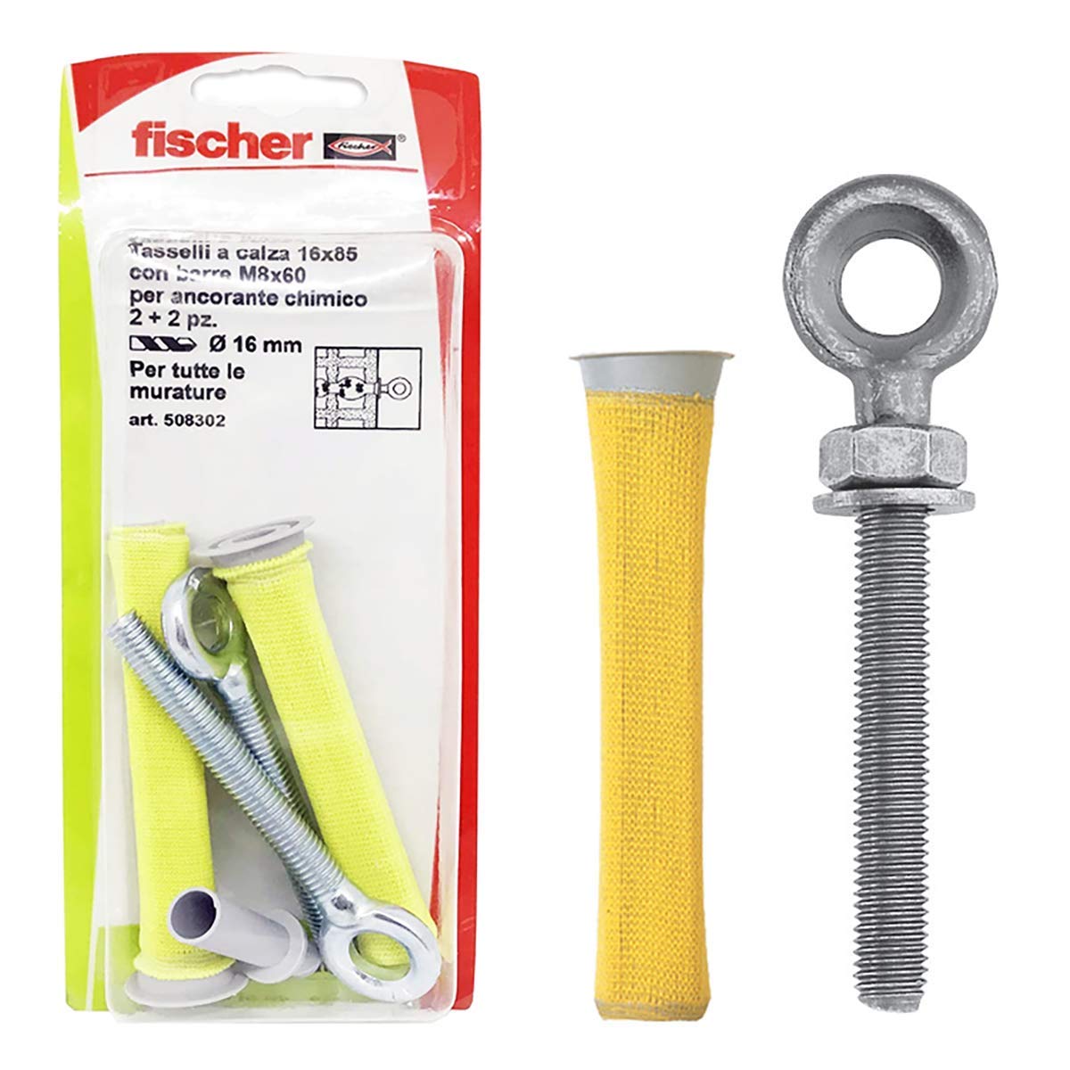 Fischer 2 Dowels Sock 85 X 16 with Eyelets 8 X 60