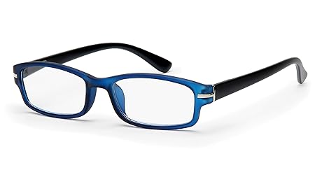 Filtral | Hochwertige eckige Lesebrille aus Kunststoff | Vollrand mit Federbügel in blau/schwarz matt, 1,5 dpt, F4540786