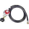 GasSaf 5FT Adjustable Propane Regulator, High Pressure Propane Regulator Hose with Gauge Suitable for Burners,Turkey Fryers,Forge,etc - 3/8”Female Flare Nut