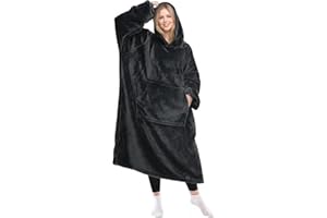 KPBLIS Wearable Blanket Hoodie Gifts for Women Men, Cozy Hoodie Blankets Sweatshirt Christmas Birthday Gifts for Women Mom Wife, Warm Fleece Hooded Blanket with Sleeves for Adults, Dark Gray