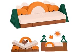 Erament 18PCS Modular Kids Play Couch - Junlge Theme Toddler Couch Building Fort, Convertible Sofa Multifunctional Kids Sofa, Toddler Baby Playroom/Bedroom Furniture for Playing, Sleeping