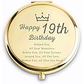 QUSTGO 19th Birthday Gifts for Girls, Unique Female Presents for 19 Year Old, Personalized Engraved Compact Mirror Gift Ideas for Daughter Niece Granddaughter Sister Friend