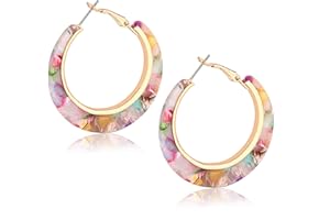 XOCARTIGE Acrylic Hoop Earrings for Women Tortoise Resin Earrings Bohemia Statement Dangle Earring Studs